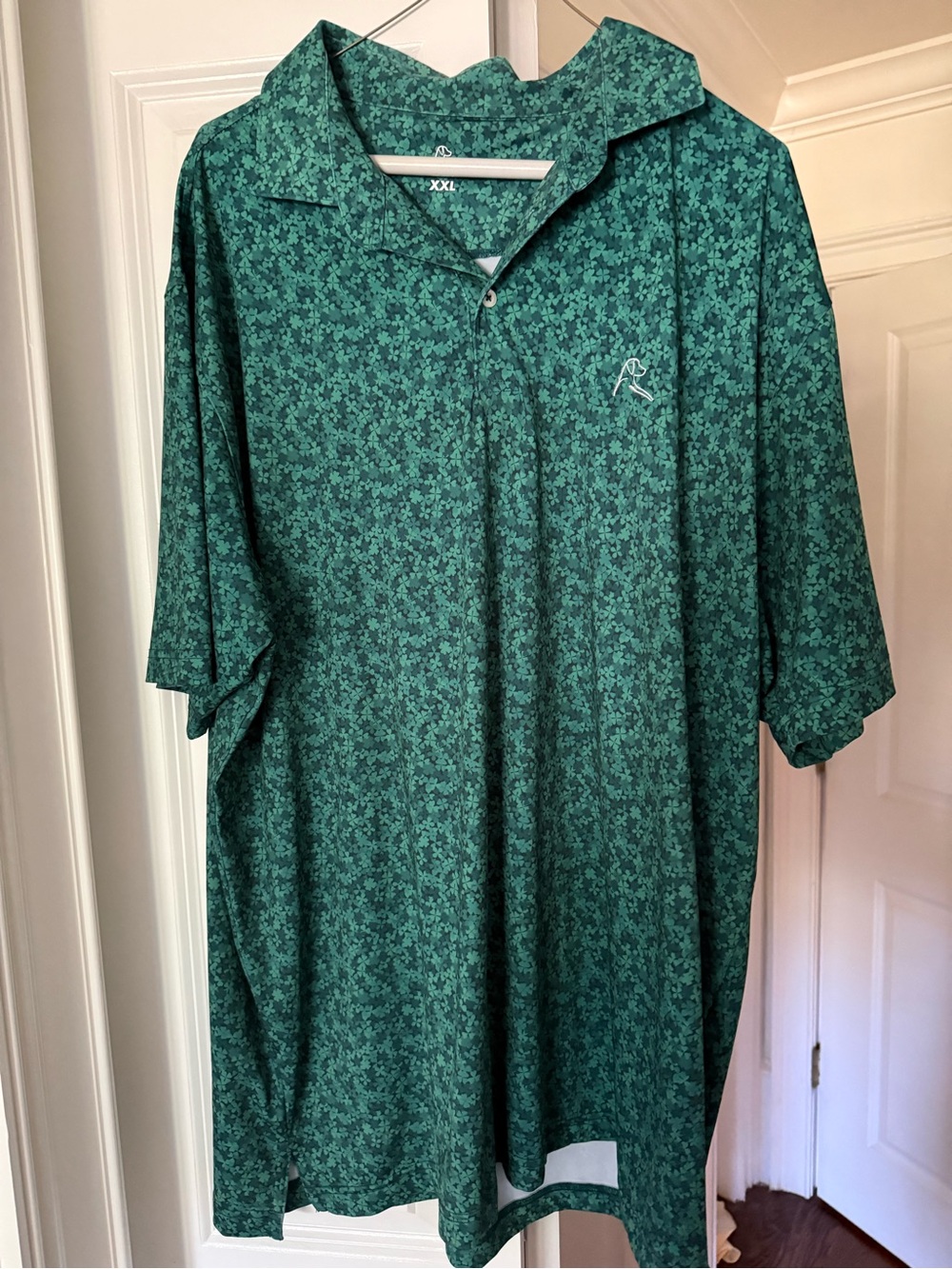 Rhoback Men's Teal Green Floral-Print Polo